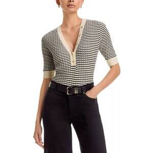 NEW FRAME the stripe v-neck sweater in multicolor
